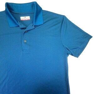 Grand Slam Polo‎ Shirt Men's Medium Performance Blue Striped Golf Preppy Active